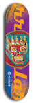 North American maple skateboard deck designed by underground artist BellyRash -- available in widths between 7.5 to 8.5 inches in both mellow concave and steep concave shapes. Artwork: street art and abstract with Seattle Central skull logo