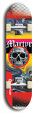 North American maple skateboard deck designed by underground artist BellyRash -- available in widths between 7.5 to 8.5 inches in both mellow concave and steep concave shapes. Artwork: street art and street artist and Martyr logo