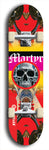 North American maple skateboard deck designed by underground artist BellyRash -- available in widths between 7.5 to 8.5 inches in both mellow concave and steep concave shapes. Artwork: street art and street artist and Martyr logo