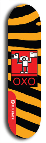 North American maple skateboard deck designed by underground artist BellyRash -- available in widths between 7.5 to 8.5 inches in both mellow concave and steep concave shapes. Artwork: street art and abstract with OXO skateboard logo