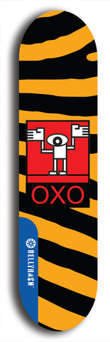 North American maple skateboard deck designed by underground artist BellyRash -- available in widths between 7.5 to 8.5 inches in both mellow concave and steep concave shapes. Artwork: street art and abstract with OXO skateboard logo