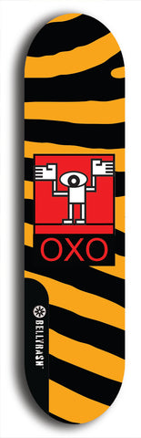 North American maple skateboard deck designed by underground artist BellyRash -- available in widths between 7.5 to 8.5 inches in both mellow concave and steep concave shapes. Artwork: street art and abstract with OXO skateboard logo