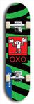 North American maple skateboard deck designed by underground artist BellyRash -- available in widths between 7.5 to 8.5 inches in both mellow concave and steep concave shapes. Artwork: street art and abstract with OXO skateboard logo