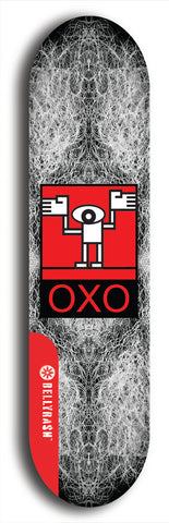 North American maple skateboard deck designed by underground artist BellyRash -- available in widths between 7.5 to 8.5 inches in both mellow concave and steep concave shapes. Artwork: street art and abstract with OXO skateboard logo