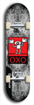 North American maple skateboard deck designed by underground artist BellyRash -- available in widths between 7.5 to 8.5 inches in both mellow concave and steep concave shapes. Artwork: street art and abstract with OXO skateboard logo