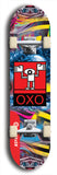 North American maple skateboard deck designed by underground artist BellyRash -- available in widths between 7.5 to 8.5 inches in both mellow concave and steep concave shapes. Artwork: street art and abstract with OXO skateboard logo