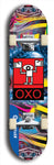 North American maple skateboard deck designed by underground artist BellyRash -- available in widths between 7.5 to 8.5 inches in both mellow concave and steep concave shapes. Artwork: street art and abstract with OXO skateboard logo