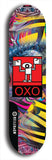 North American maple skateboard deck designed by underground artist BellyRash -- available in widths between 7.5 to 8.5 inches in both mellow concave and steep concave shapes. Artwork: street art and abstract with OXO skateboard logo