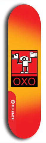 North American maple skateboard deck designed by underground artist BellyRash -- available in widths between 7.5 to 8.5 inches in both mellow concave and steep concave shapes. Artwork: street art and abstract with OXO skateboard logo