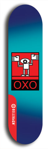 North American maple skateboard deck designed by underground artist BellyRash -- available in widths between 7.5 to 8.5 inches in both mellow concave and steep concave shapes. Artwork: street art and abstract with OXO skateboard logo