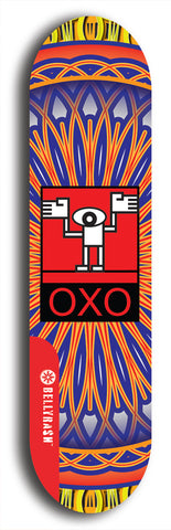 North American maple skateboard deck designed by underground artist BellyRash -- available in widths between 7.5 to 8.5 inches in both mellow concave and steep concave shapes. Artwork: street art and abstract with OXO skateboard logo