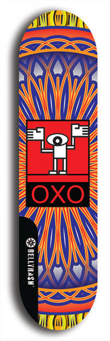 North American maple skateboard deck designed by underground artist BellyRash -- available in widths between 7.5 to 8.5 inches in both mellow concave and steep concave shapes. Artwork: street art and abstract with OXO skateboard logo