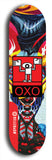 North American maple skateboard deck designed by underground artist BellyRash -- available in widths between 7.5 to 8.5 inches in both mellow concave and steep concave shapes. Artwork: street art and abstract with OXO skateboard logo