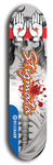 North American maple skateboard deck designed by underground artist BellyRash -- available in widths between 7.5 to 8.5 inches in both mellow concave and steep concave shapes, featuring the BellyRash Stigmata logo