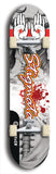 North American maple skateboard deck designed by underground artist BellyRash -- available in widths between 7.5 to 8.5 inches in both mellow concave and steep concave shapes, featuring the BellyRash Stigmata logo