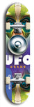 North American maple skateboard deck designed by underground artist BellyRash -- available in widths between 7.5 to 8.5 inches in both mellow concave and steep concave shapes. Artwork: UFO logo.