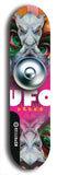 North American maple skateboard deck designed by underground artist BellyRash -- available in widths between 7.5 to 8.5 inches in both mellow concave and steep concave shapes. Artwork: UFO logo.