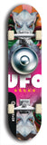 North American maple skateboard deck designed by underground artist BellyRash -- available in widths between 7.5 to 8.5 inches in both mellow concave and steep concave shapes. Artwork: UFO logo.