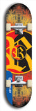 North American maple skateboard deck designed by underground artist BellyRash -- available in widths between 7.5 to 8.5 inches in both mellow concave and steep concave shapes. Artwork: street art and street artist and R skateboard logo