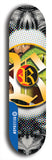 North American maple skateboard deck designed by underground artist BellyRash -- available in widths between 7.5 to 8.5 inches in both mellow concave and steep concave shapes. Artwork: street art and street artist and R skateboard logo