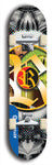 North American maple skateboard deck designed by underground artist BellyRash -- available in widths between 7.5 to 8.5 inches in both mellow concave and steep concave shapes. Artwork: street art and street artist and R skateboard logo