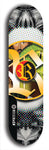 North American maple skateboard deck designed by underground artist BellyRash -- available in widths between 7.5 to 8.5 inches in both mellow concave and steep concave shapes. Artwork: street art and street artist and R skateboard logo