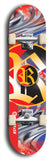 North American maple skateboard deck designed by underground artist BellyRash -- available in widths between 7.5 to 8.5 inches in both mellow concave and steep concave shapes. Artwork: street art and street artist and R skateboard logo