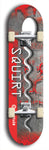 North American maple skateboard deck designed by underground artist BellyRash -- available in widths between 7.5 to 8.5 inches in both mellow concave and steep concave shapes. Artwork: street art and street artist and Squirt skateboard brand logo