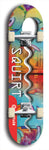 North American maple skateboard deck designed by underground artist BellyRash -- available in widths between 7.5 to 8.5 inches in both mellow concave and steep concave shapes. Artwork: street art and street artist and Squirt skateboard brand logo