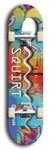 North American maple skateboard deck designed by underground artist BellyRash -- available in widths between 7.5 to 8.5 inches in both mellow concave and steep concave shapes. Artwork: street art and street artist and Squirt skateboard brand logo