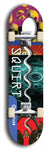 North American maple skateboard deck designed by underground artist BellyRash -- available in widths between 7.5 to 8.5 inches in both mellow concave and steep concave shapes. Artwork: street art and street artist and Squirt skateboard brand logo
