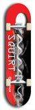 North American maple skateboard deck designed by underground artist BellyRash -- available in widths between 7.5 to 8.5 inches in both mellow concave and steep concave shapes. Artwork: street art and street artist and Squirt skateboard brand logo