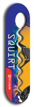 North American maple skateboard deck designed by underground artist BellyRash -- available in widths between 7.5 to 8.5 inches in both mellow concave and steep concave shapes. Artwork: street art and street artist and Squirt skateboard brand logo