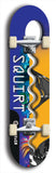 North American maple skateboard deck designed by underground artist BellyRash -- available in widths between 7.5 to 8.5 inches in both mellow concave and steep concave shapes. Artwork: street art and street artist and Squirt skateboard brand logo