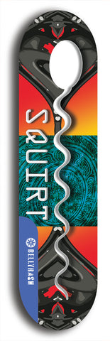 North American maple skateboard deck designed by underground artist BellyRash -- available in widths between 7.5 to 8.5 inches in both mellow concave and steep concave shapes. Artwork: street art and street artist and Squirt skateboard brand logo