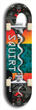North American maple skateboard deck designed by underground artist BellyRash -- available in widths between 7.5 to 8.5 inches in both mellow concave and steep concave shapes. Artwork: street art and street artist and Squirt skateboard brand logo