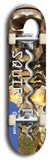 North American maple skateboard deck designed by underground artist BellyRash -- available in widths between 7.5 to 8.5 inches in both mellow concave and steep concave shapes. Artwork: street art and street artist and Squirt skateboard brand logo