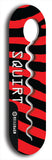 North American maple skateboard deck designed by underground artist BellyRash -- available in widths between 7.5 to 8.5 inches in both mellow concave and steep concave shapes. Artwork: street art and street artist and Squirt skateboard brand logo