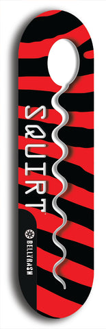 North American maple skateboard deck designed by underground artist BellyRash -- available in widths between 7.5 to 8.5 inches in both mellow concave and steep concave shapes. Artwork: street art and street artist and Squirt skateboard brand logo