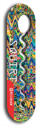 North American maple skateboard deck designed by underground artist BellyRash -- available in widths between 7.5 to 8.5 inches in both mellow concave and steep concave shapes. Artwork: street art and street artist and Squirt skateboard brand logo