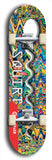 North American maple skateboard deck designed by underground artist BellyRash -- available in widths between 7.5 to 8.5 inches in both mellow concave and steep concave shapes. Artwork: street art and street artist and Squirt skateboard brand logo