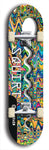 North American maple skateboard deck designed by underground artist BellyRash -- available in widths between 7.5 to 8.5 inches in both mellow concave and steep concave shapes. Artwork: street art and street artist and Squirt skateboard brand logo