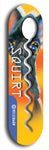 North American maple skateboard deck designed by underground artist BellyRash -- available in widths between 7.5 to 8.5 inches in both mellow concave and steep concave shapes. Artwork: street art and street artist and Squirt skateboard brand logo