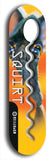 North American maple skateboard deck designed by underground artist BellyRash -- available in widths between 7.5 to 8.5 inches in both mellow concave and steep concave shapes. Artwork: street art and street artist and Squirt skateboard brand logo