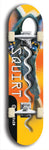 North American maple skateboard deck designed by underground artist BellyRash -- available in widths between 7.5 to 8.5 inches in both mellow concave and steep concave shapes. Artwork: street art and street artist and Squirt skateboard brand logo