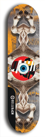 North American maple skateboard deck designed by underground artist BellyRash -- available in widths between 7.5 to 8.5 inches in both mellow concave and steep concave shapes. Artwork: street art and street artist and red VACA logo