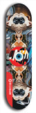 North American maple skateboard deck designed by underground artist BellyRash -- available in widths between 7.5 to 8.5 inches in both mellow concave and steep concave shapes. Artwork: street art and street artist and red VACA logo