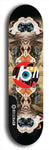 North American maple skateboard deck designed by underground artist BellyRash -- available in widths between 7.5 to 8.5 inches in both mellow concave and steep concave shapes. Artwork: street art and street artist and red VACA logo