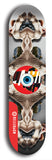 North American maple skateboard deck designed by underground artist BellyRash -- available in widths between 7.5 to 8.5 inches in both mellow concave and steep concave shapes. Artwork: street art and street artist and red VACA logo