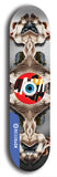 North American maple skateboard deck designed by underground artist BellyRash -- available in widths between 7.5 to 8.5 inches in both mellow concave and steep concave shapes. Artwork: street art and street artist and red VACA logo